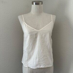 See By Chloe Cami Tank Top V Neckline Cotton Sheer Lightweight Winter White Sz S